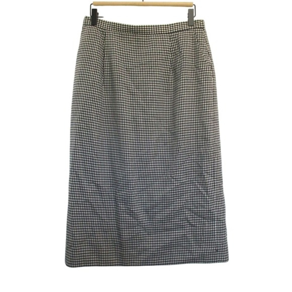 Vintage Pendleton Womens 100% Wool Houndstooth Midi Skirt size 12 Black Academia